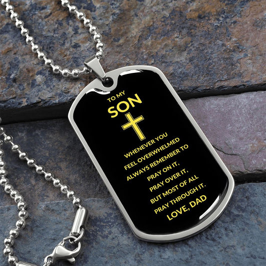 Gift For Son | Cross Dog Tag Necklace From Dad
