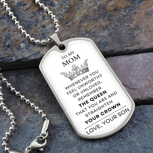 Gift For Mom | Fix Your Crown Dog Tag Necklace From Son