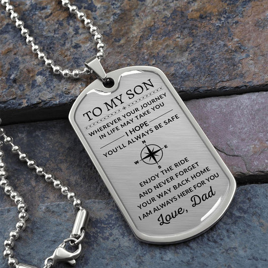 Gift For Son | Your Journey Dog Tag Necklace From Dad
