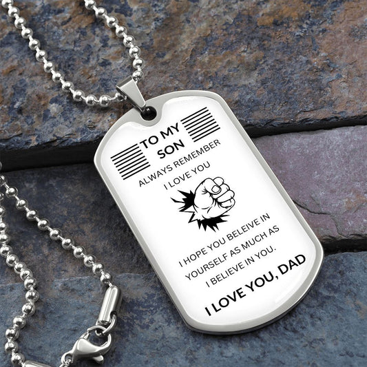 Remember Dog Tag Necklace - Fist White
