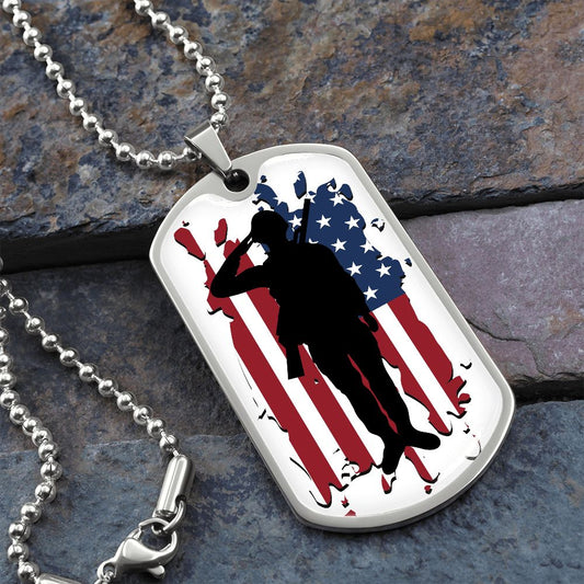 Military Gift | American Flag Soldier Necklace - Veterans