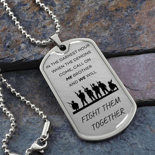 Military Gift | Fight Together Dog Tag Necklace - Veteran