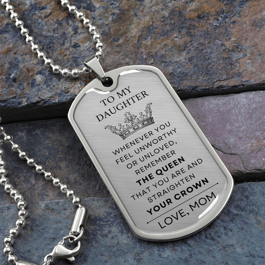 Crown Dog Tag Necklace
