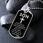 Gift For Son | Cross Dog Tag Necklace From Mom