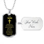 Gift For Son | Cross Dog Tag Necklace From Dad