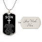 Gift For Son | Cross Dog Tag Necklace From Mom