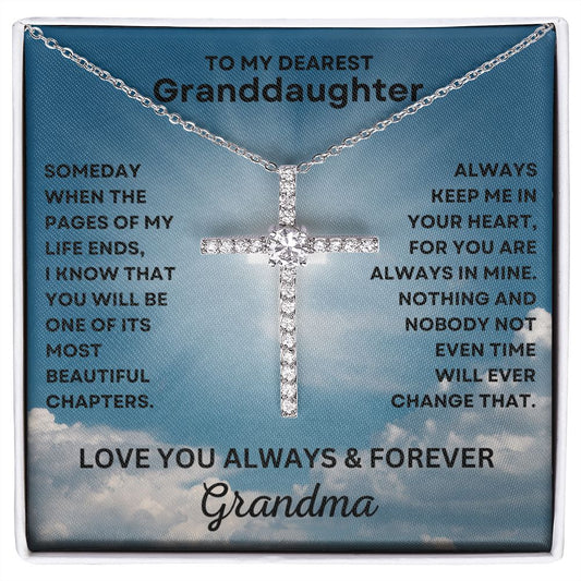 Gift For Granddaughter | CZ Cross Necklace - Beautiful Chapter From Grandma