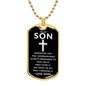 Gift For Son | Cross Dog Tag Necklace From Mom