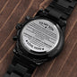 Gift For Son | Engraved Design Black Chronograph Watch - Persevere From Mom
