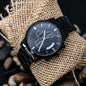 Gift For Son | Engraved Design Black Chronograph Watch - Persevere From Mom