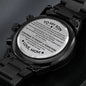Gift For Son | Engraved Design Black Chronograph Watch - Persevere From Mom