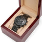 Gift For Son | Engraved Design Black Chronograph Watch - Persevere From Mom