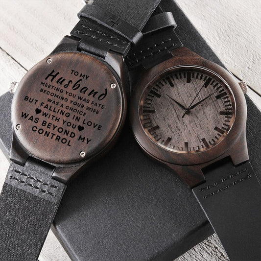 Gift For Husband | Engraved Wooden Watch - Fate