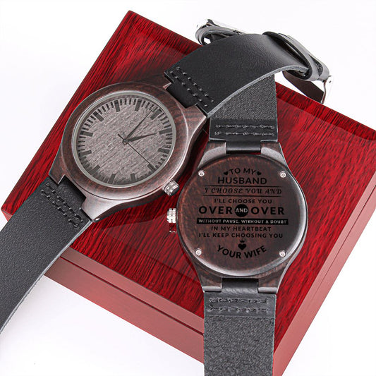 Engraved Wooden Watch for Husband