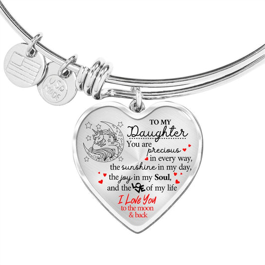 Gift For Daughter | Daughter Unicorn Heart Bangle Bracelet
