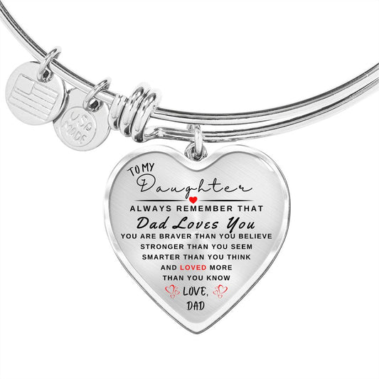 Gift For Daughter | Dad Loves You Heart Bangle From Dad