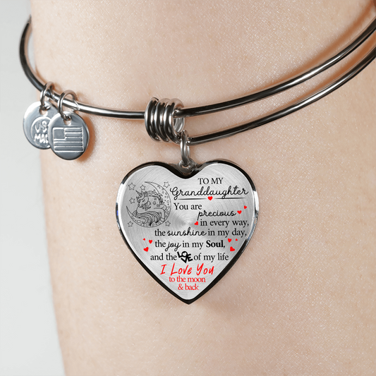Gift For Granddaughter | Joy In My Soul Unicorn Heart Bangle Bracelet