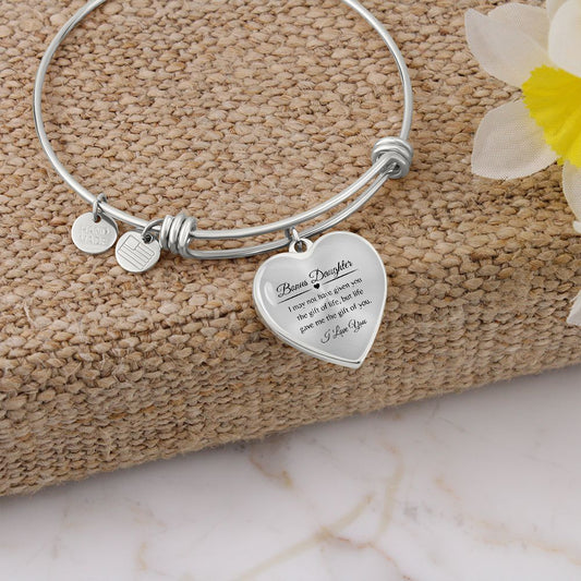 Gift For Bonus Daughter | 
Gift of You Heart Bangle Bracelet