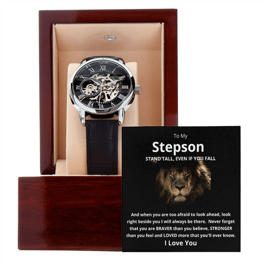 Gift For Step Son | Stand Tall Lion Men's Openwork Watch