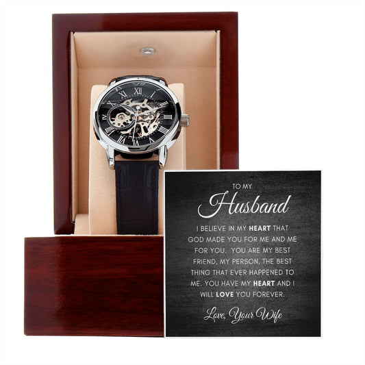 Gift For Husband | Men's Openwork Watch - You For Me Black From Wife