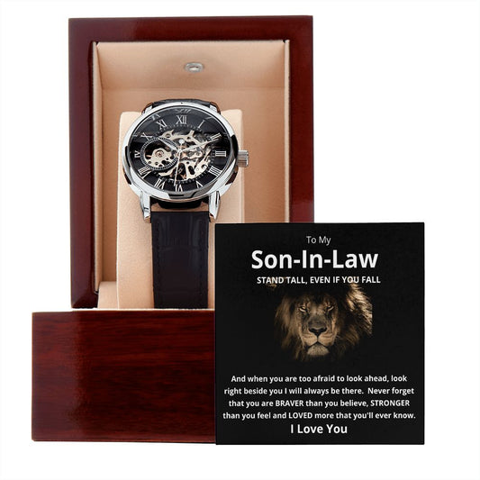 Gift For Son-In-Law | Men's Openwork Watch - Stand Tall