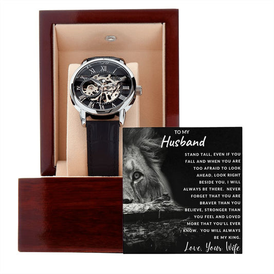 Gift For Husband | Men's Openwork Watch - Lion From Wife