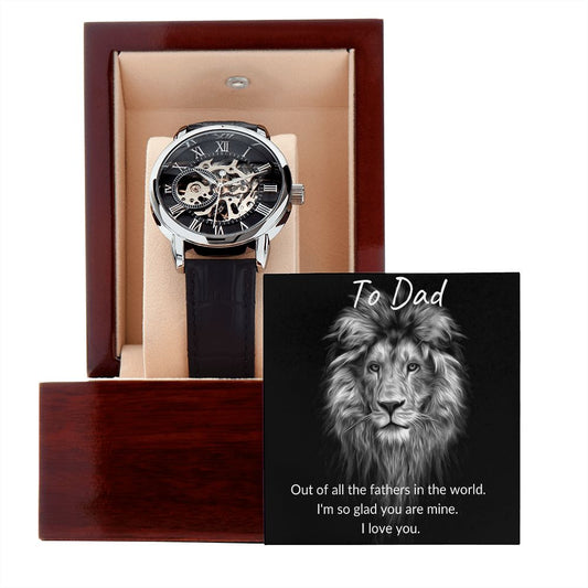 Gift For Dad | Lion Head Men's Openwork Watch