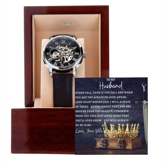 Gift For Husband | Men's Openwork Watch - King Crown From Wife