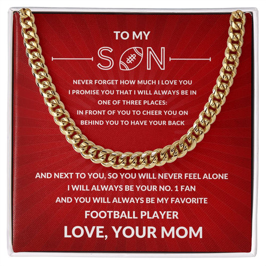Gift For Son | Cuban Link Chain - Football Red From Mom