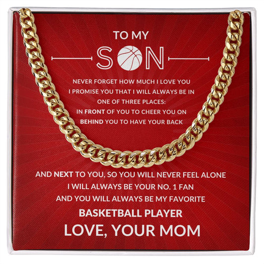 Gift For Son | Cuban Link Chain - Basketball From Mom