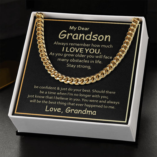 Gift For Grandson | Cuban Link Chain - Black | From Grandma