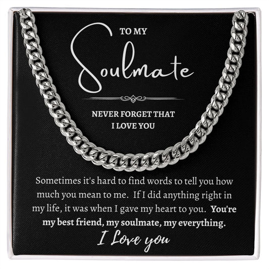 Gift For Soulmate | Cuban Link Chain - Find Words Black