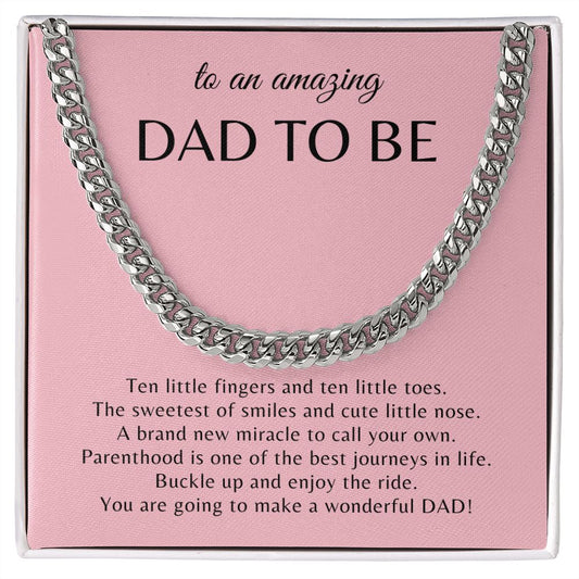 Gift For Dad To Be | Cuban Link Chain - Amazing Dad Pink