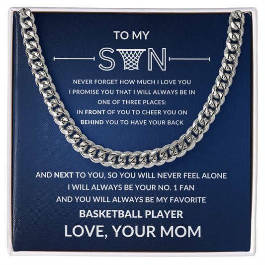 Gift For Son | Cuban Link Chain - Basketball Blue From Mom