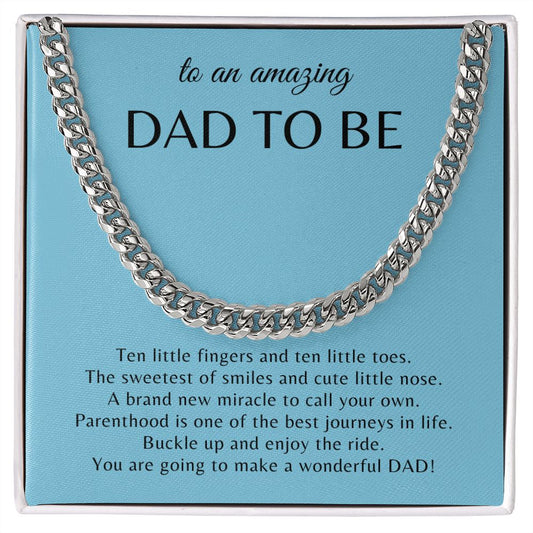 Gift For Dad To Be | Cuban Link Chain - Amazing Dad Blue