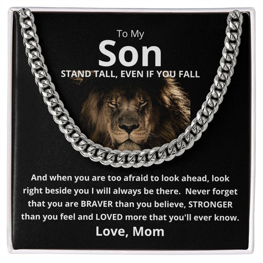 Gift For Son | Cuban Link Chain - Stand Tall Lion From Mom