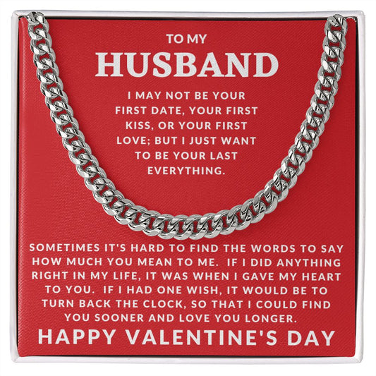 Gift For Husband | Cuban Link Chain - Gave My Heart - Happy Valentine's