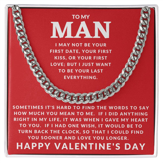 Gift For My Man | Cuban Link Chain - Gave My Heart - Happy Valentine's