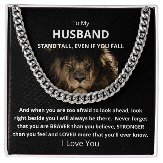 Gift For Husband | Cuban Link Chain - Stand Tall Lion