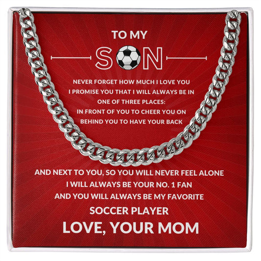Gift For Son | Cuban Link Chain - Soccer Red From Mom