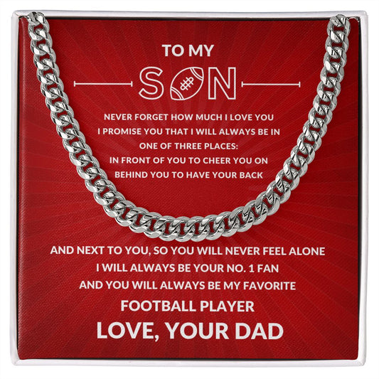 Gift For Son | Cuban Link Chain - Football Red From Dad