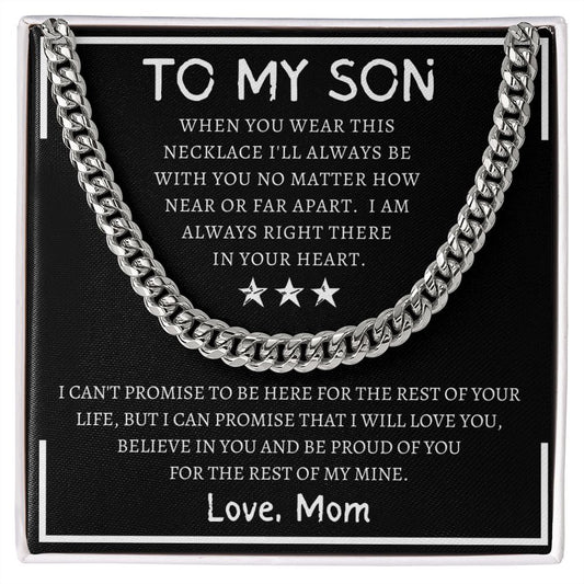 Gift For Son | Cuban Link Chain - In Your Heart From Mom