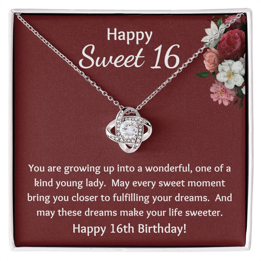 Gift For Her | Love Knot Necklace - Sweet 16th Birthday