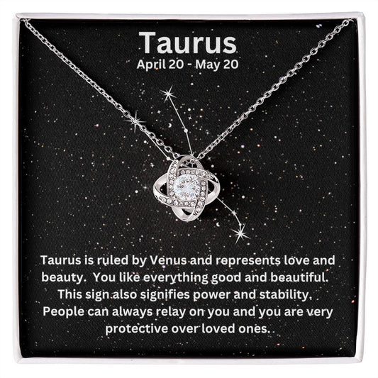 Gift For Her | Taurus Zodiac Sign |  Love Knot Necklace