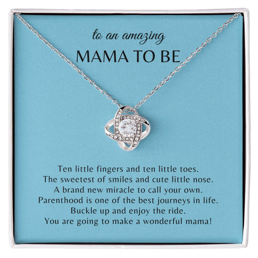 Gift For Mommy To Be | Love Knot Necklace - Amazing Mama Blue