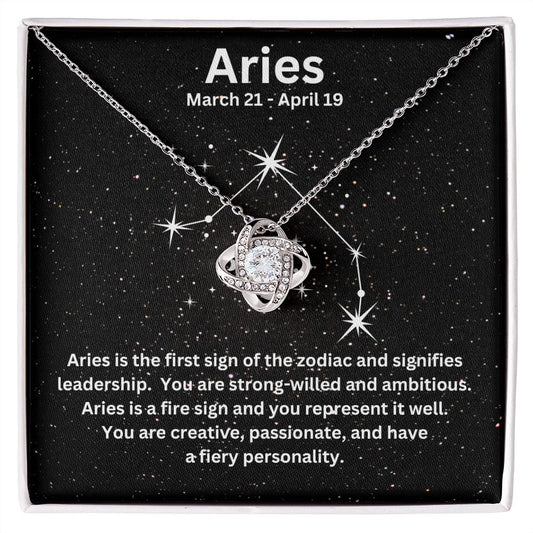 Gift For Her | Aries Zodiac Sign Love Knot Necklace
