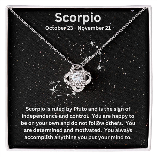 Gift For Her | Scorpio Zodiac Sign | Love Knot Necklace