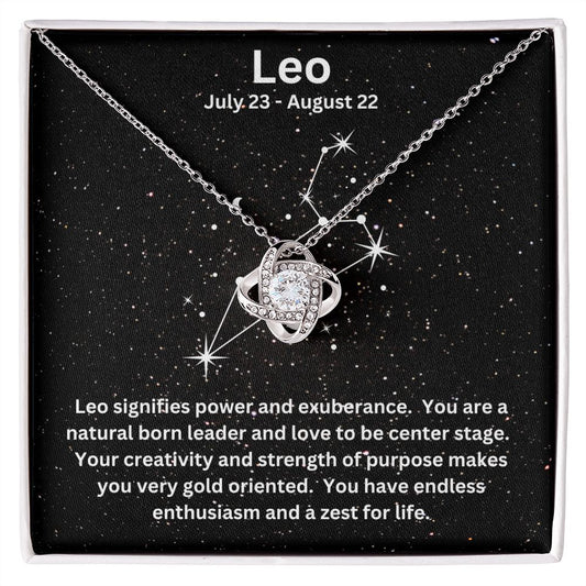 Gift For Her | Leo Zodiac Sign Love Knot Necklace
