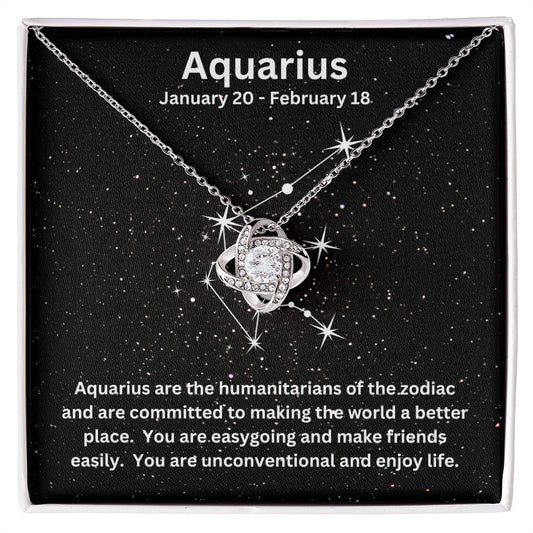 Gift For Her | Aquarius Zodiac Sign Love Knot Necklace