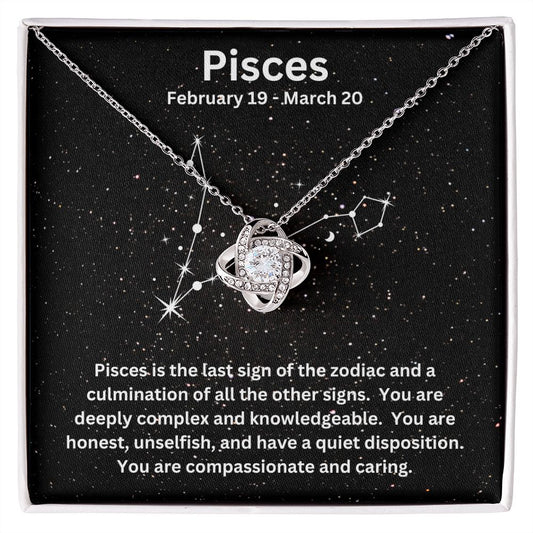 Gift For Her | Pisces Zodiac Sign | Love Knot Necklace